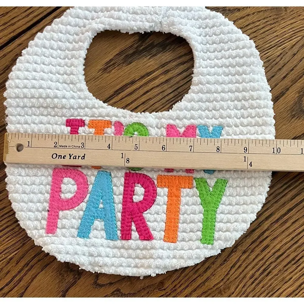 Mudpie Soft White It's My Party Birthday Colorful Baby Bib